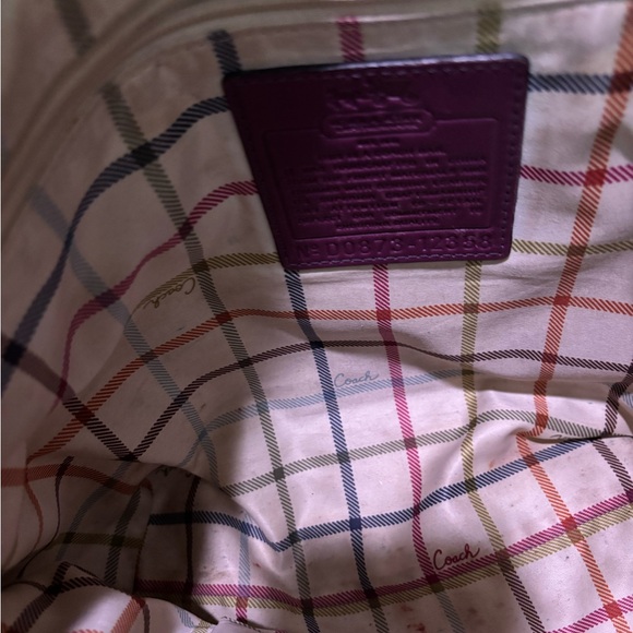 Coach Tan and Purple Tote with Lace Bow - Picture 7 of 7